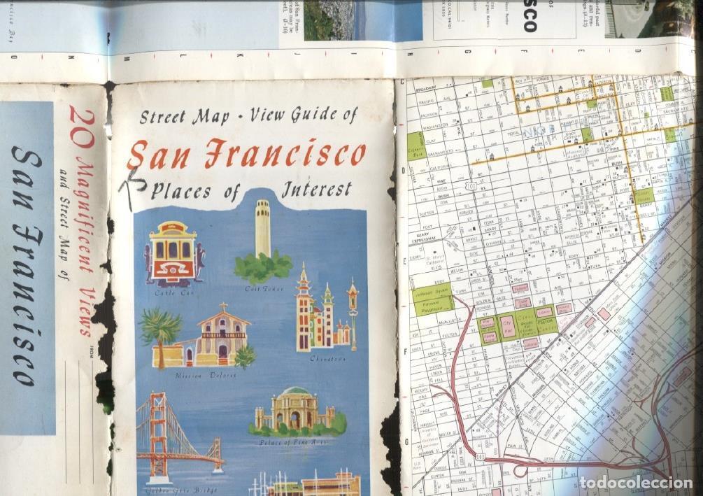Postcards: Folleto turistico de San Francisco places of interest (rotos en parte dobleces) - Varios