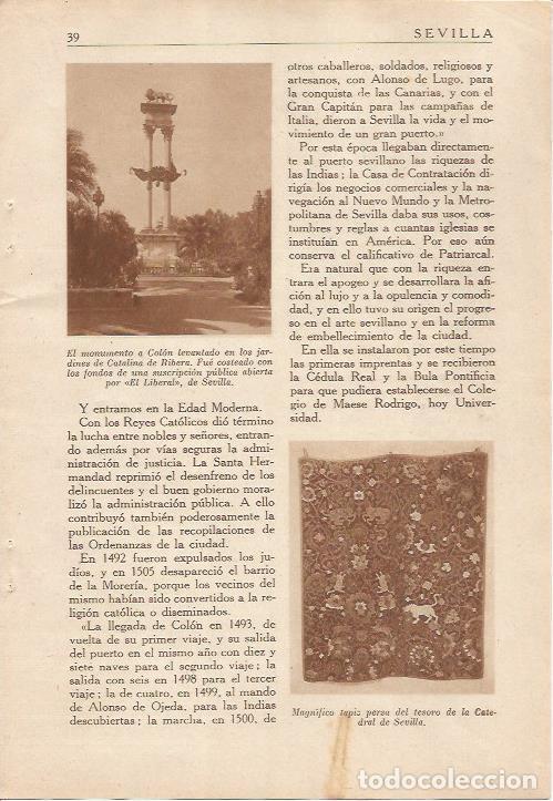 Postais: LAMINA 25077: Monumento a Colon en Sevilla - J. Mu&ntilde;oz San Roman