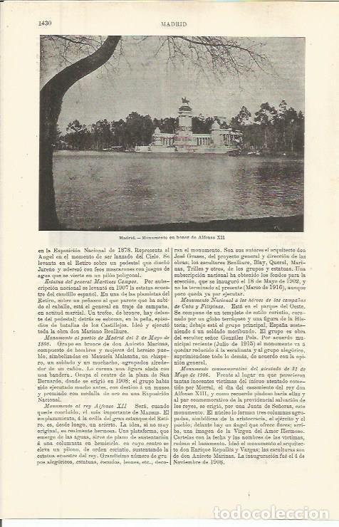 Postcards: LAMINA ESPASA 36455: Monumento a Alfonso XII en Madrid - Varios