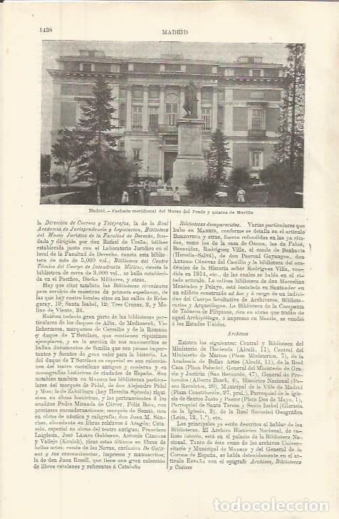 Postales: LAMINA ESPASA 36458: Fachada del Museo del Prado en Madrid - Varios