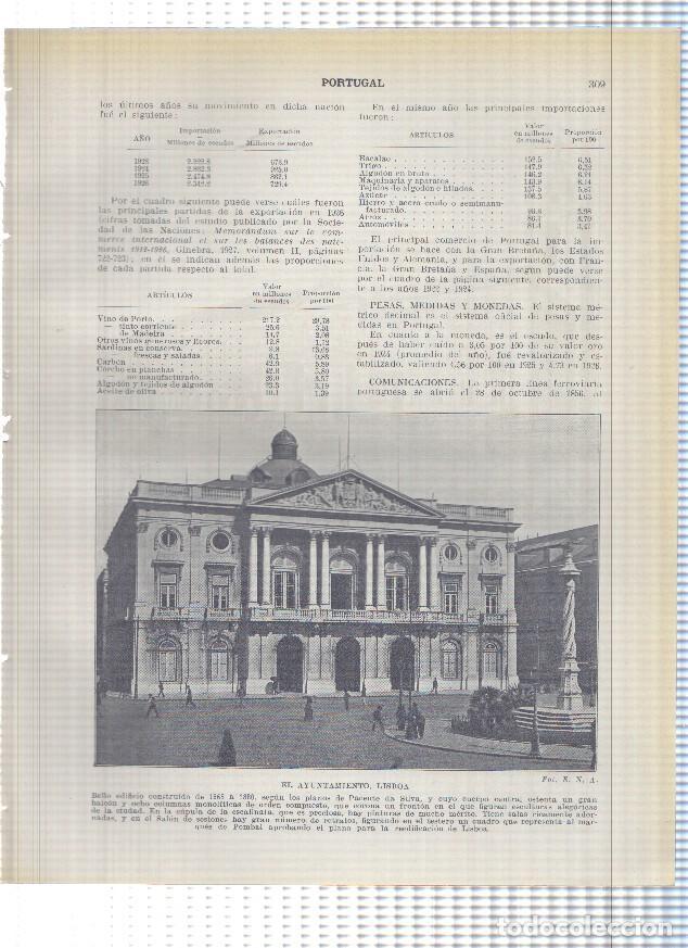 Postais: Lamina/sheet/feuille numerada 309/310: Ayuntamiento y Palacio das Necessidades en Lisboa