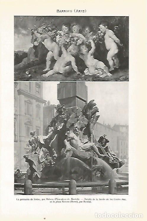 Cartoline: LAMINA SALVAT 80497: La guirnalda de frutas por Rubens y Fuente en la Plaza Navona de Roma - Varios