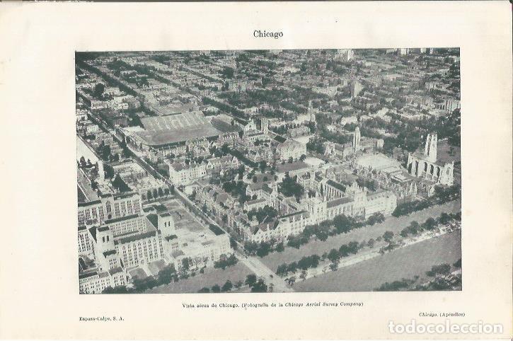 Postales: LAMINA ESPASA 34958: Vista aerea de Chicago - Varios