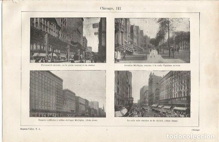 Postales: LAMINA ESPASA 34726: State Street y Avenida Michigan en Chicago - Varios