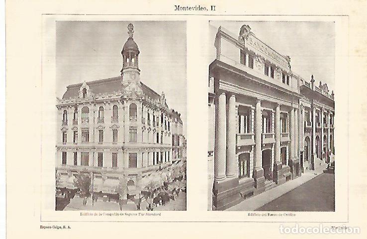 Postais: LAMINA ESPASA 28022: Banco de Credito en Montevideo - Varios