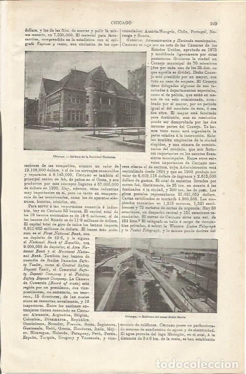 Postales: LAMINA ESPASA 34724: Sociedad Historica y esclusas en Chicago - Varios