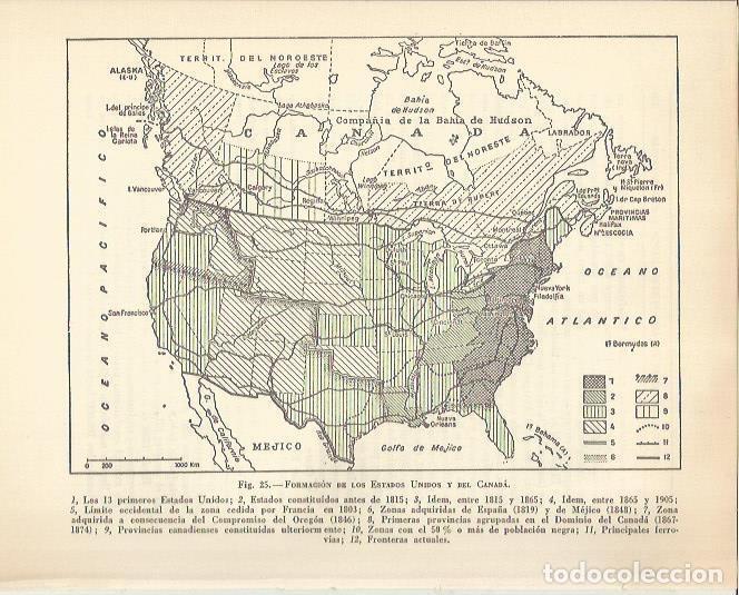 Cartoline: LAMINA 20903: Mapa de formacion de los Estados Unidos y Canada - Maurice Crouzet