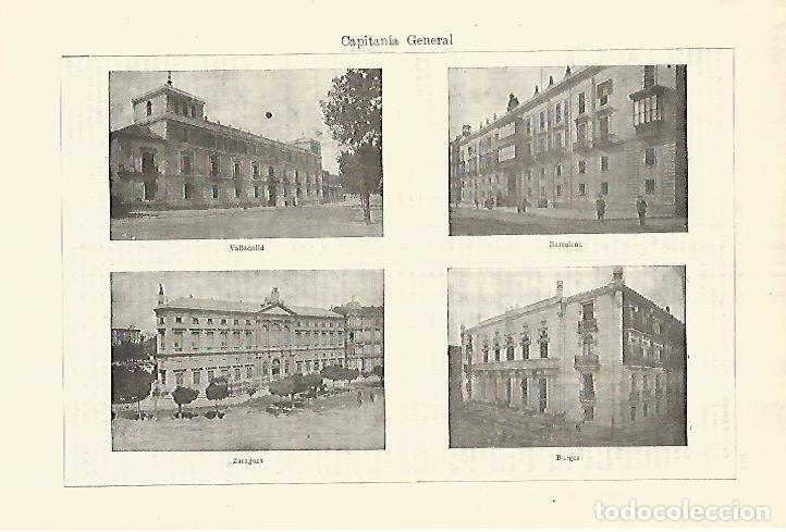 Postales: LAMINA ESPASA 28268: Capitania General de Valladolid Barcelona Burgos y Zaragoza - Varios