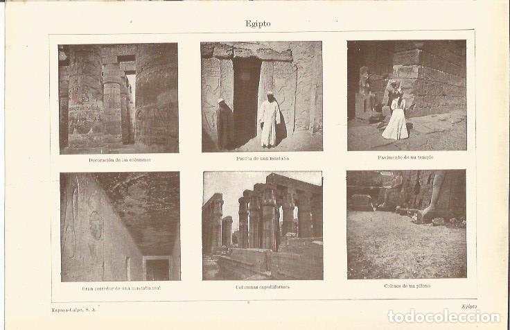 Postales: LAMINA ESPASA 35493: Ejemplos de arquitectura del antiguo Egipto - Varios