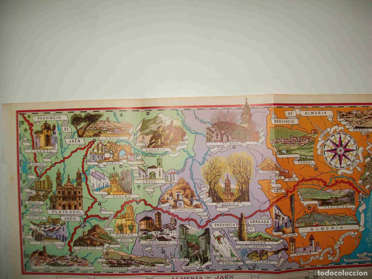 Cartes Postales: LAMINA 10931: Mapa del itineriario Almeria-Jaen - Jose Maria Peman. Fotografias de Ramon Dimas