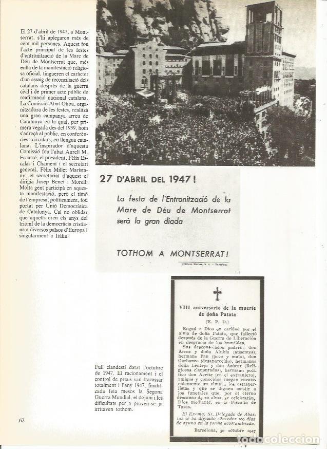 Postales: LAMINA 23906: Anuncio de la entronizacion de la Virgen de Montserrat en 1947 - Edmon Valles