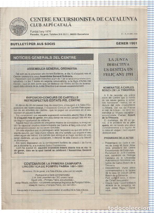 Cartoline: Butlleti: gener 1991 - Centre Excursionista de Catalunya Club Alpi Catala