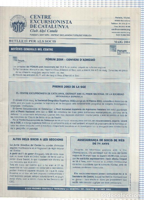 Postkarten: Butlleti: maig 2004 - Centre Excursionista de Catalunya Club Alpi Catala