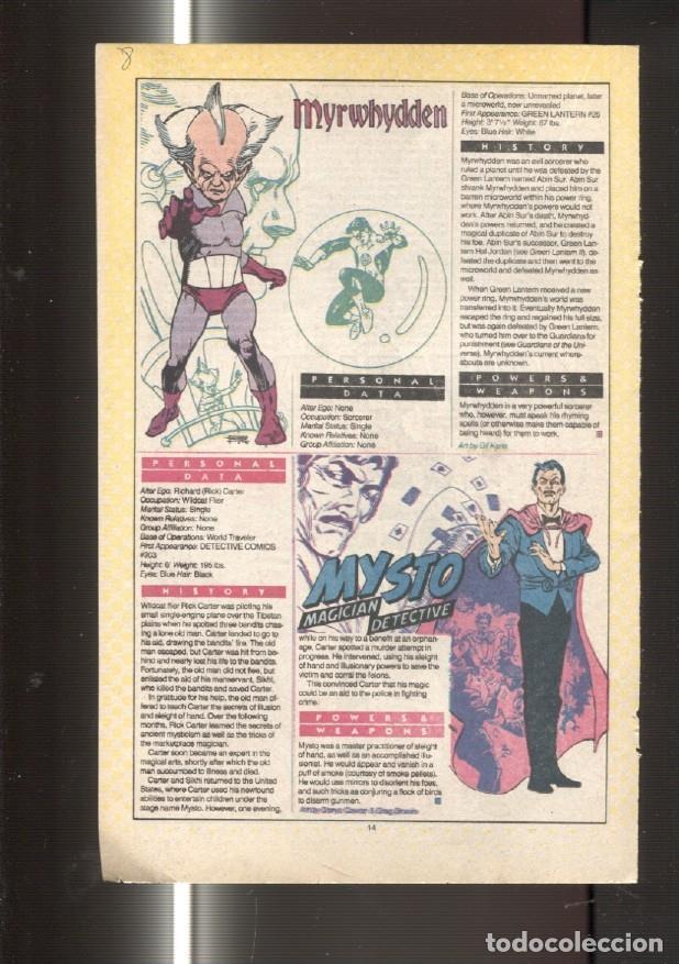 Postales: Ficha personaje DC Comics numero 008: Myrwhydden, Mysto Magician Detective y Multiplex - VARIOS