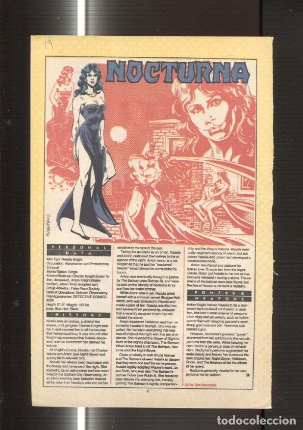 Postales: Ficha personaje DC Comics numero 019: Nocturna y Nimbus - VARIOS