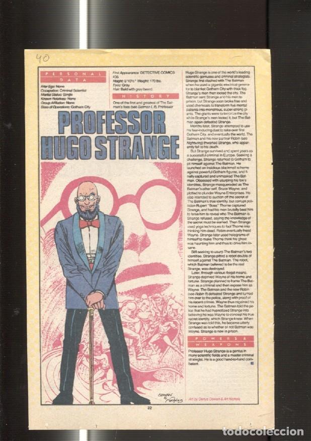 Postcards: Ficha personaje DC Comics numero 040: Professor Hugo Strange y Professor Amos Fortune - VARIOS