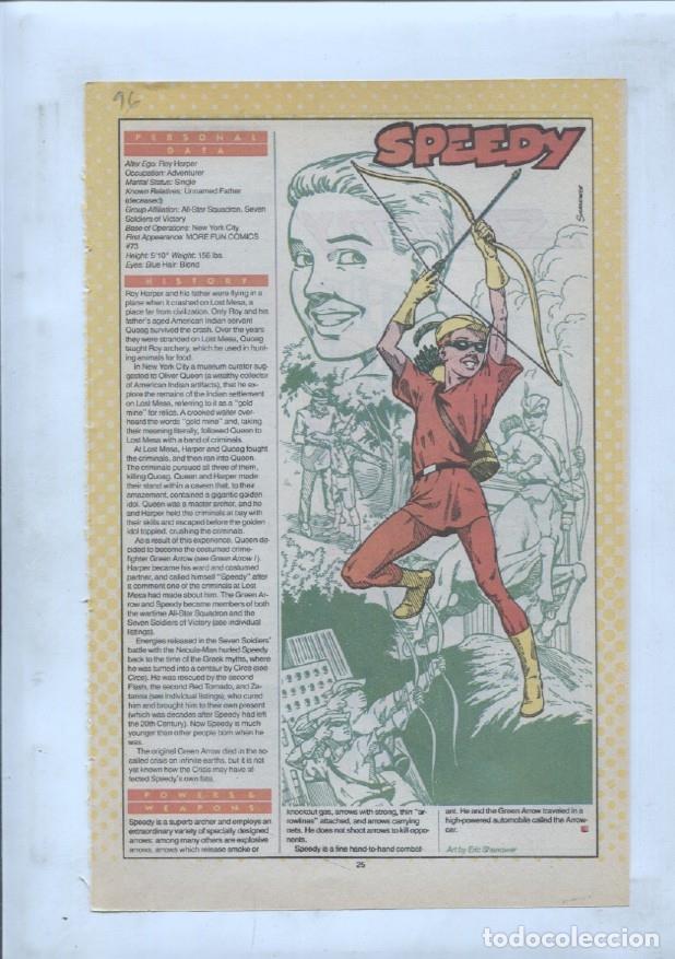 Postcards: Ficha personaje DC Comics numero 096: Speedy y Speedy - VARIOS