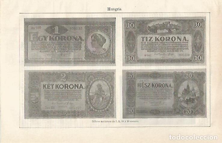 Postales: LAMINA ESPASA 30293: Billetes de Hungria - Varios