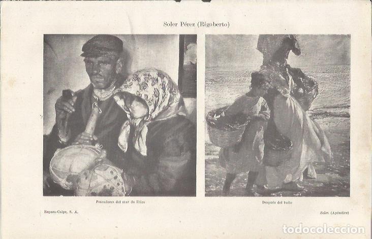 Postales: LAMINA ESPASA 37085: Pescadores del mar de Ibiza y Despues del ba&ntilde;o, por Rigoberto Soler Perez - Var