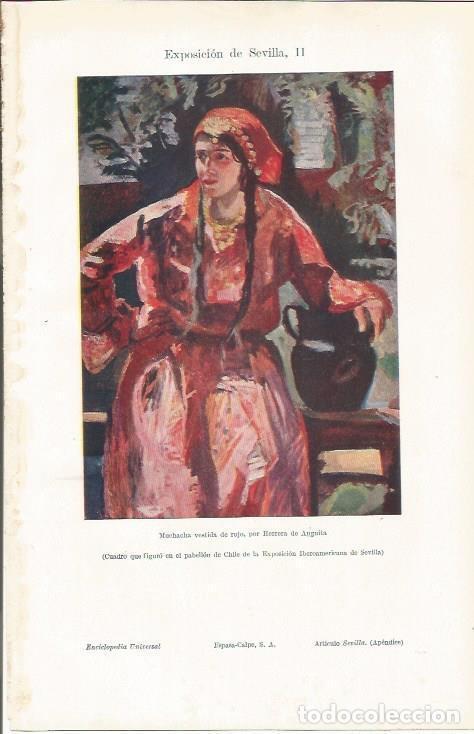 Postales: LAMINA ESPASA 37056: Muchacha vestida de rojo, por Herrera de Anguita - Varios