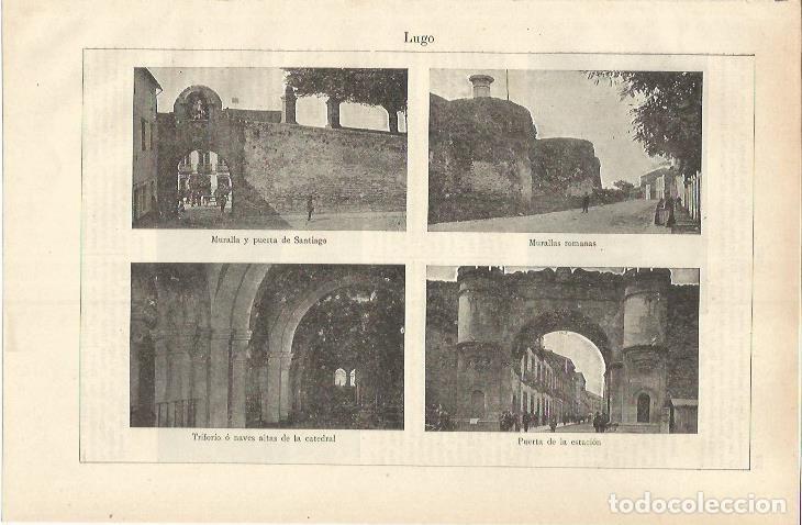 Postales: LAMINA ESPASA 37254: Murallas y Puerta de la Estacion en Lugo - Varios