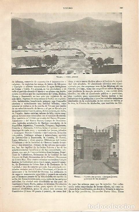 Cartes Postales: LAMINA ESPASA 30485: Castillo del puente en Vivero Lugo - Varios