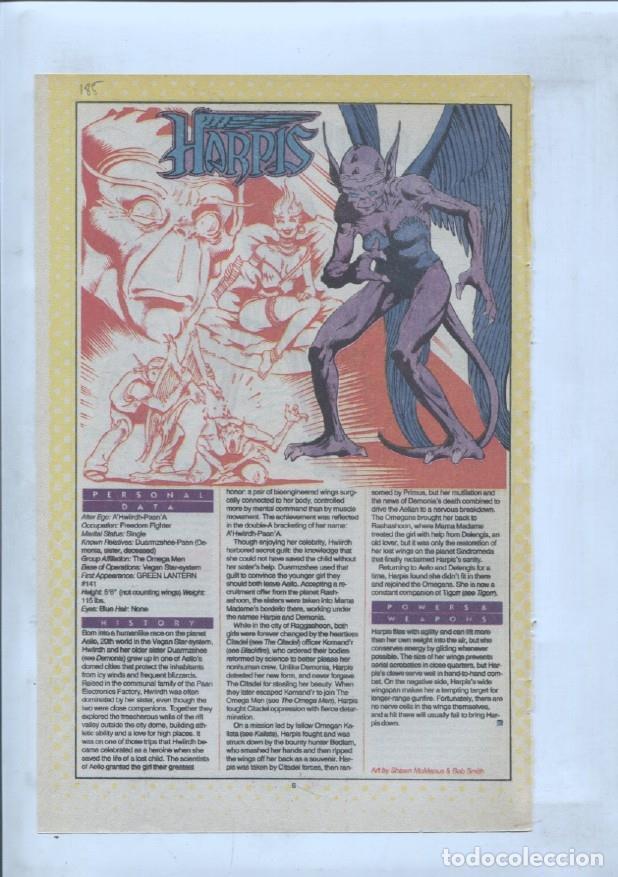 Postales: Ficha personaje DC Comics numero 185: Harpis + The Harlequin - VARIOS
