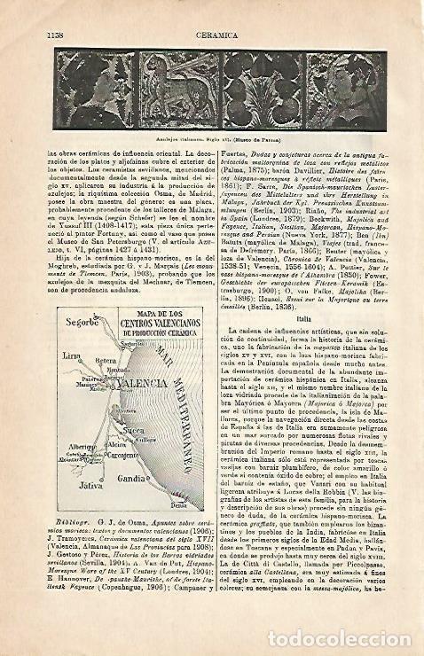 Postcards: LAMINA ESPASA 2914: Mapa de Valencia de los centros de produccion de ceramica - Varios Autores