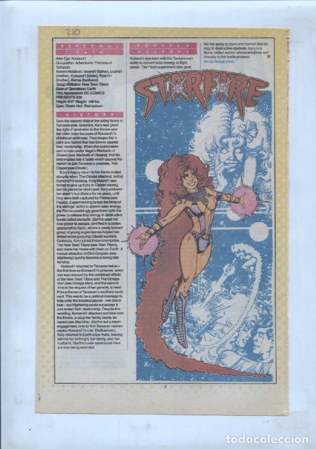 Cartes Postales: Ficha personaje DC Comics numero 210: Starfire + Starfire - VARIOS