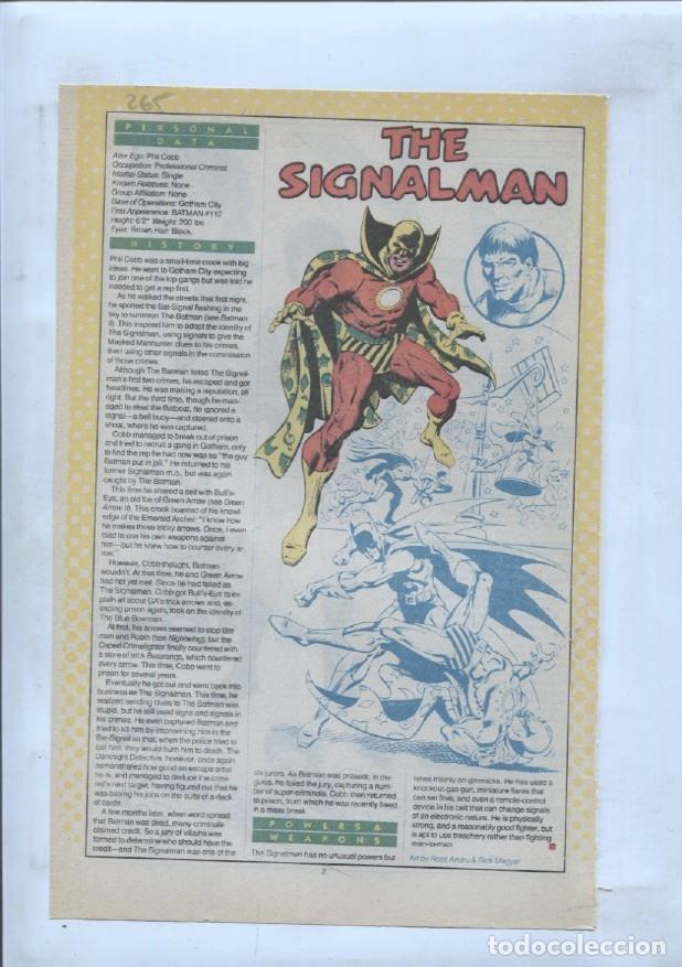 Postais: Ficha personaje DC Comics numero 265: The Signalman + Shrinking Violet - VARIOS