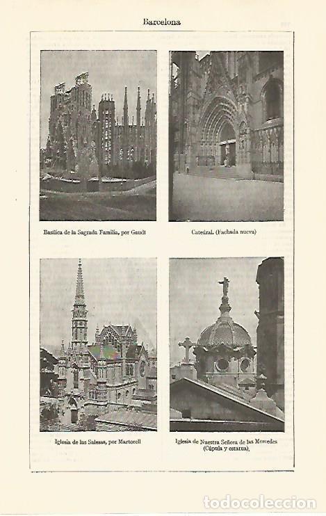 Cartoline: LAMINA ESPASA 30826: La Sagrada Familia Catedral e iglesia de la Merce en Barcelona - Varios