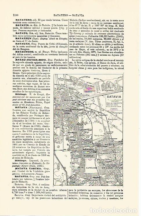 Postales: LAMINA ESPASA 30874: Plano de Batavia Malasya - Varios