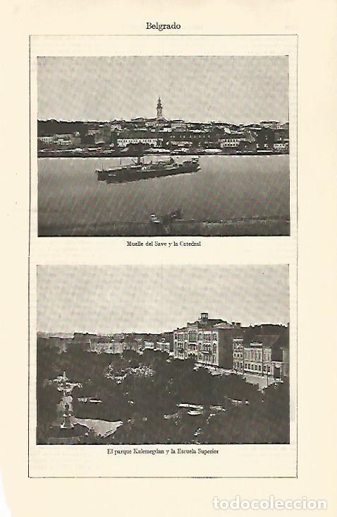 Postales: LAMINA ESPASA 30947: Muelle Catedral y Parque Kalemegdan de Belgrado Serbia - Varios