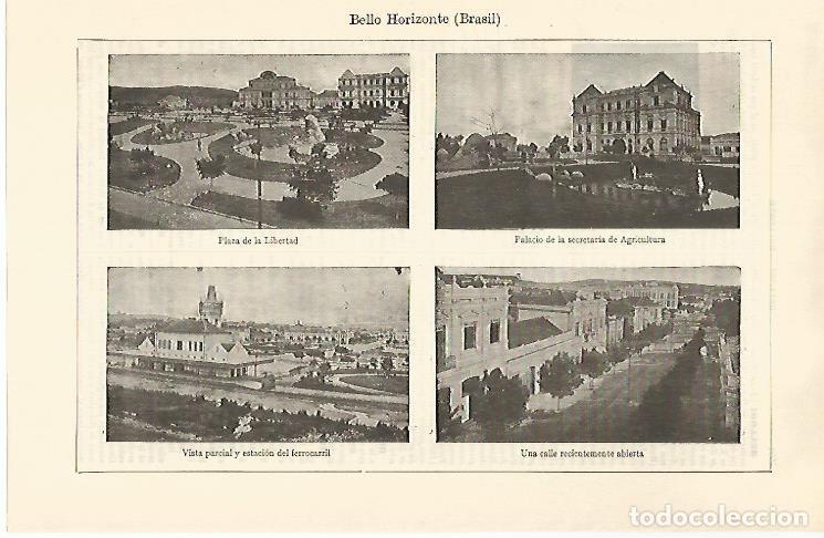 Postales: LAMINA ESPASA 30959: Vistas de Bello Horizonte Brasil - Varios