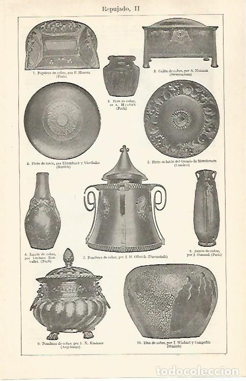 Postales: LAMINA ESPASA 31070: Piezas de repujado - Varios