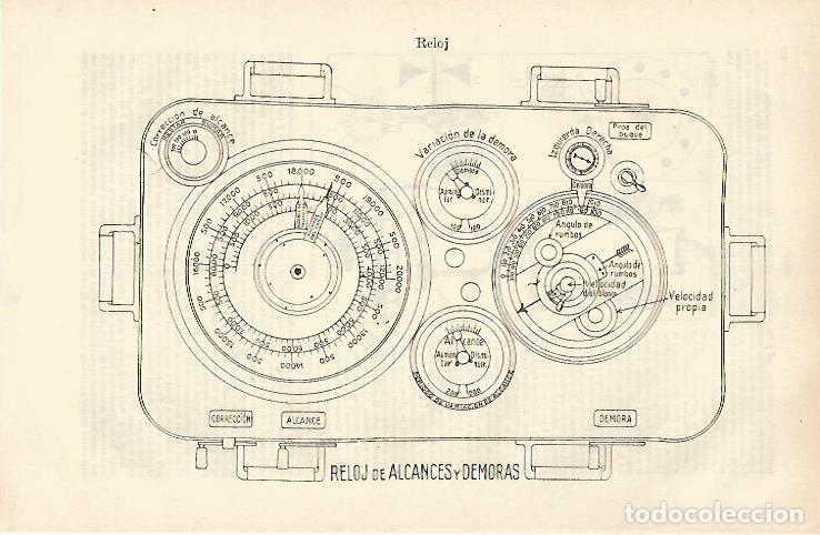 Postales: LAMINA ESPASA 31026: Reloj de alcances y demoras - Varios