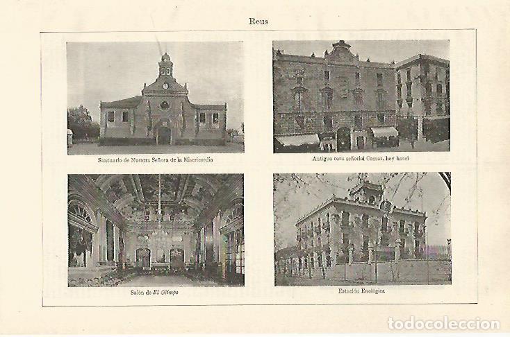 Postales: LAMINA ESPASA 31105: Santuario Casa Comas Salon El Olimpo y Estacion en Reus Tarragona - Varios