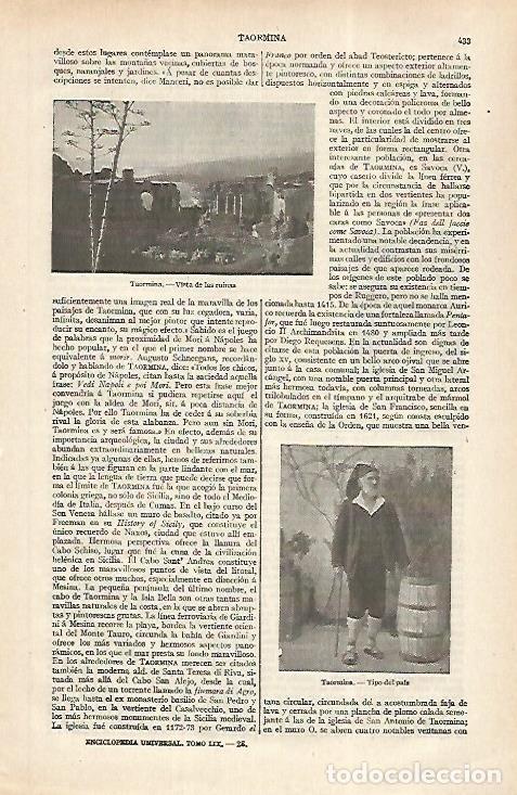 Postales: LAMINA ESPASA 31193: Ruinas de Taormina Italia - Varios