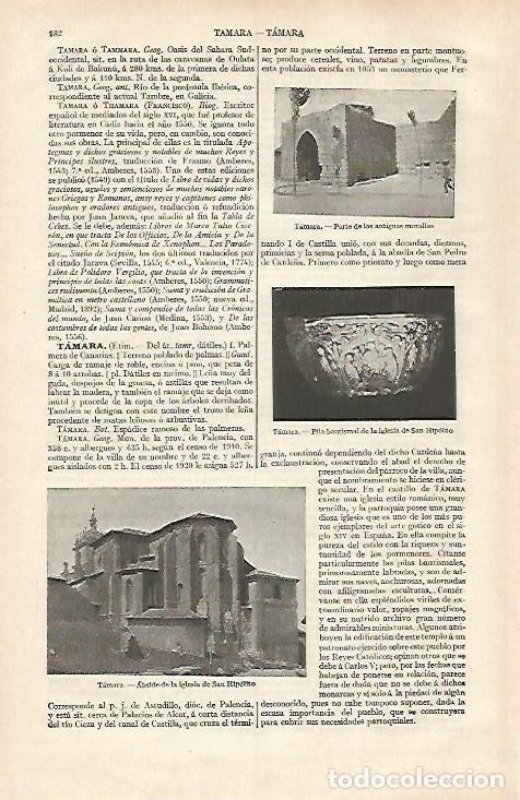 Postales: LAMINA ESPASA 31146: Murallas e iglesia de Tamara Palencia - Varios