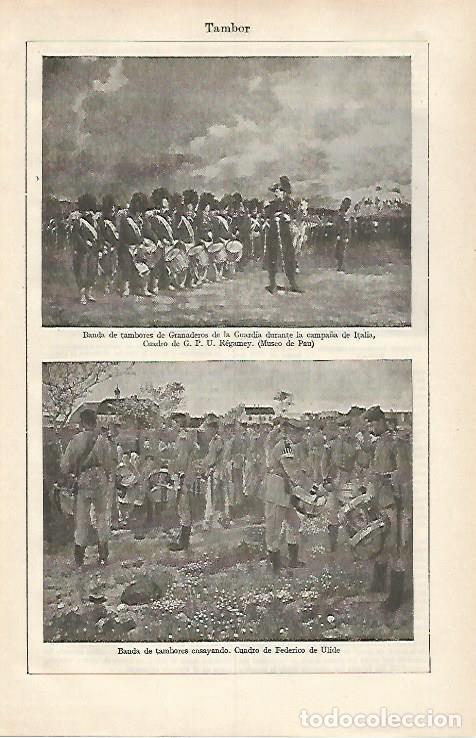 Postales: LAMINA ESPASA 31151: Banda de tambores de Granaderos de la Guardia - Varios