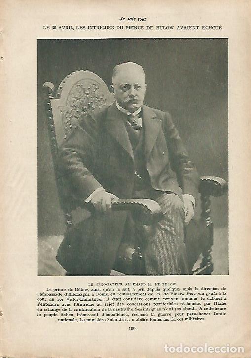 Postales: LAMINA 12024: El negociador aleman M. de Bulow - Varios