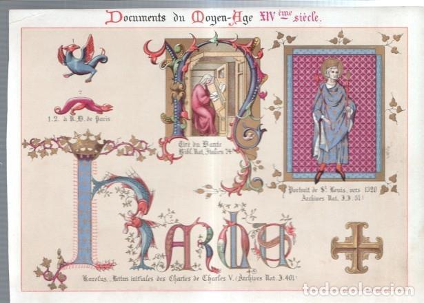 Postcards: Documents du Moye-Age XIV eme siecle, numerada atras 4 -