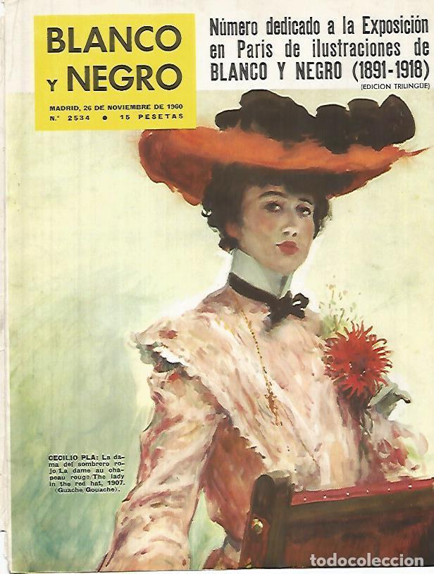 Cartoline: LAMINA 12338: Portada de la revista Blanco y Negro. La dama del sombrero de C. Pla - Varios