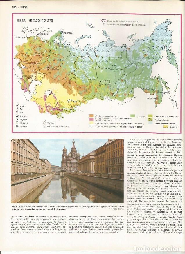 Cartoline: LAMINA MONITOR 0885: Mapa de vegetacion y cultivos de la URSS - Varios