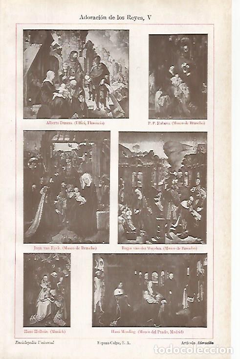 Postkarten: LAMINA ESPASA 31412: Adoracion de los Reyes por Durero Rubens Van Eyck y otros - Varios