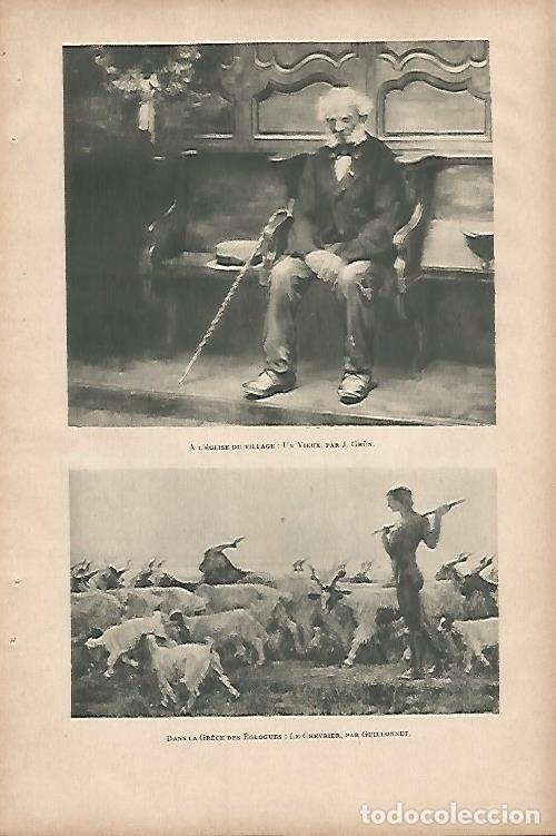 Cartes Postales: LAMINA 12730: Un viejo por Grun y El cabrero por Guillonnet - Varios