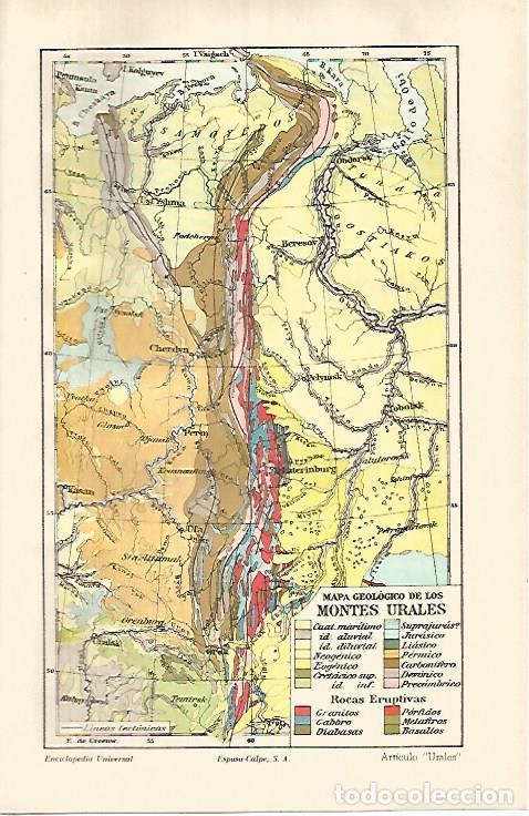 Postais: LAMINA ESPASA 31915: Mapa geologico de los Montes Urales - Varios