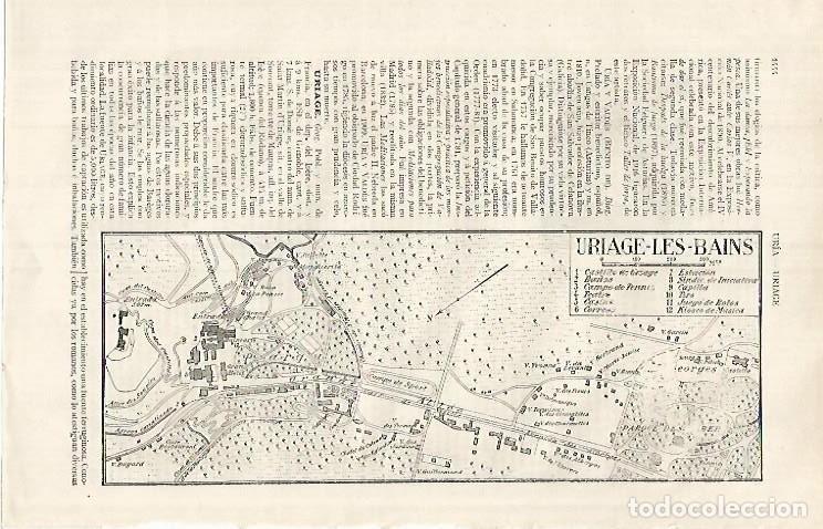 Postais: LAMINA ESPASA 31930: Plano de Uriage les Bains Francia - Varios