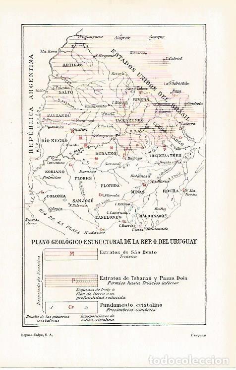 Postais: LAMINA ESPASA 31945: Plano geologico de Uruguay - Varios