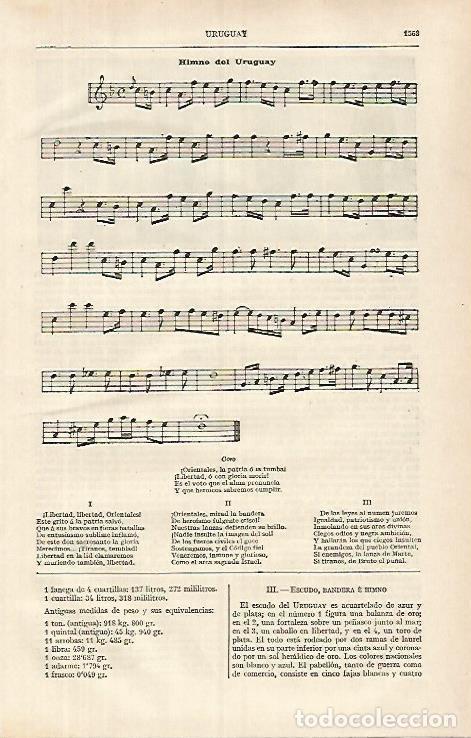 Postais: LAMINA ESPASA 31950: Himno de Uruguay - Varios